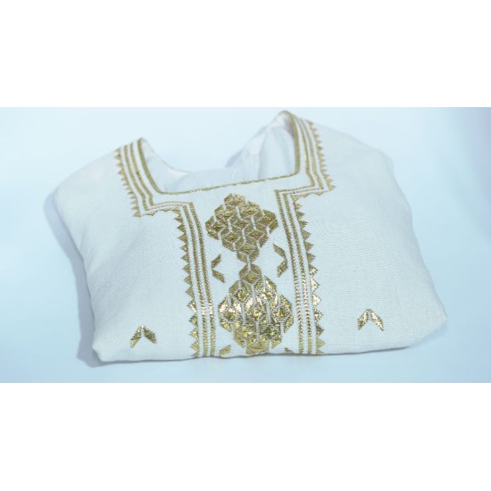 Jebba tunisienne beige et dorée brodée