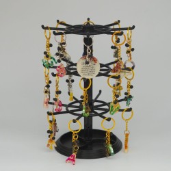 Porte-clés artisanal en ambre, résine et cuivre
