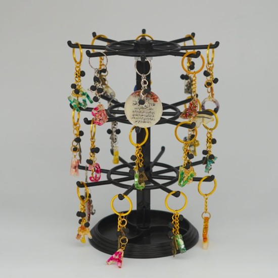 Porte-clés artisanal en ambre, résine et cuivre